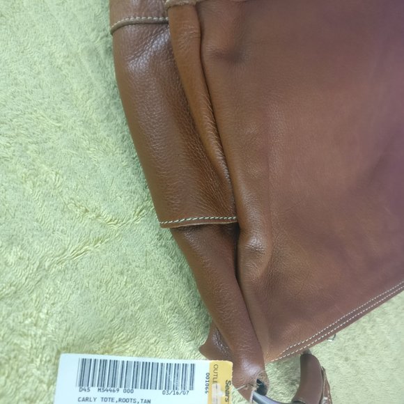 ROOTS Carly Tote Genuine Vegetable tanned 100% Natural Leather Shoulder bag new! - Picture 6 of 16